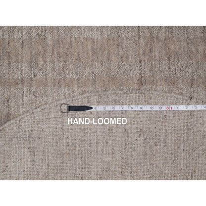 5'X5' Tan Brown Salt And Pepper Design Hand Loomed Natural Wool Round Rug