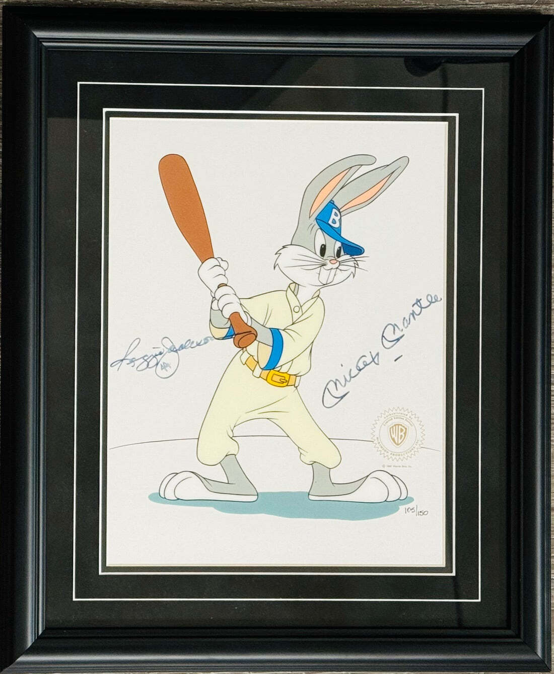 Mickey Mantle Reggie Jackson Signed "Baseball Bugs" Sericel Warner Bros Co. 1992