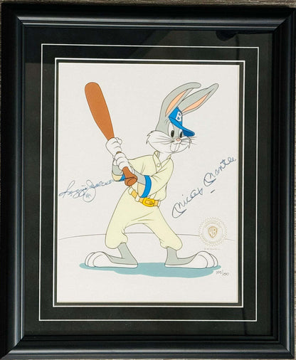 Mickey Mantle Reggie Jackson Signed "Baseball Bugs" Sericel Warner Bros Co. 1992