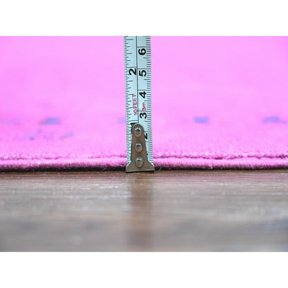 8'X10' Hot Pink Overdyed Kazak Medallions Design Hand Knotted Wool Rug