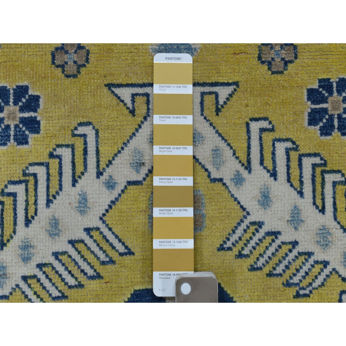 4'X6'4" Colorful Yellow Fusion Kazak Pure Wool Hand Knotted Oriental Rug