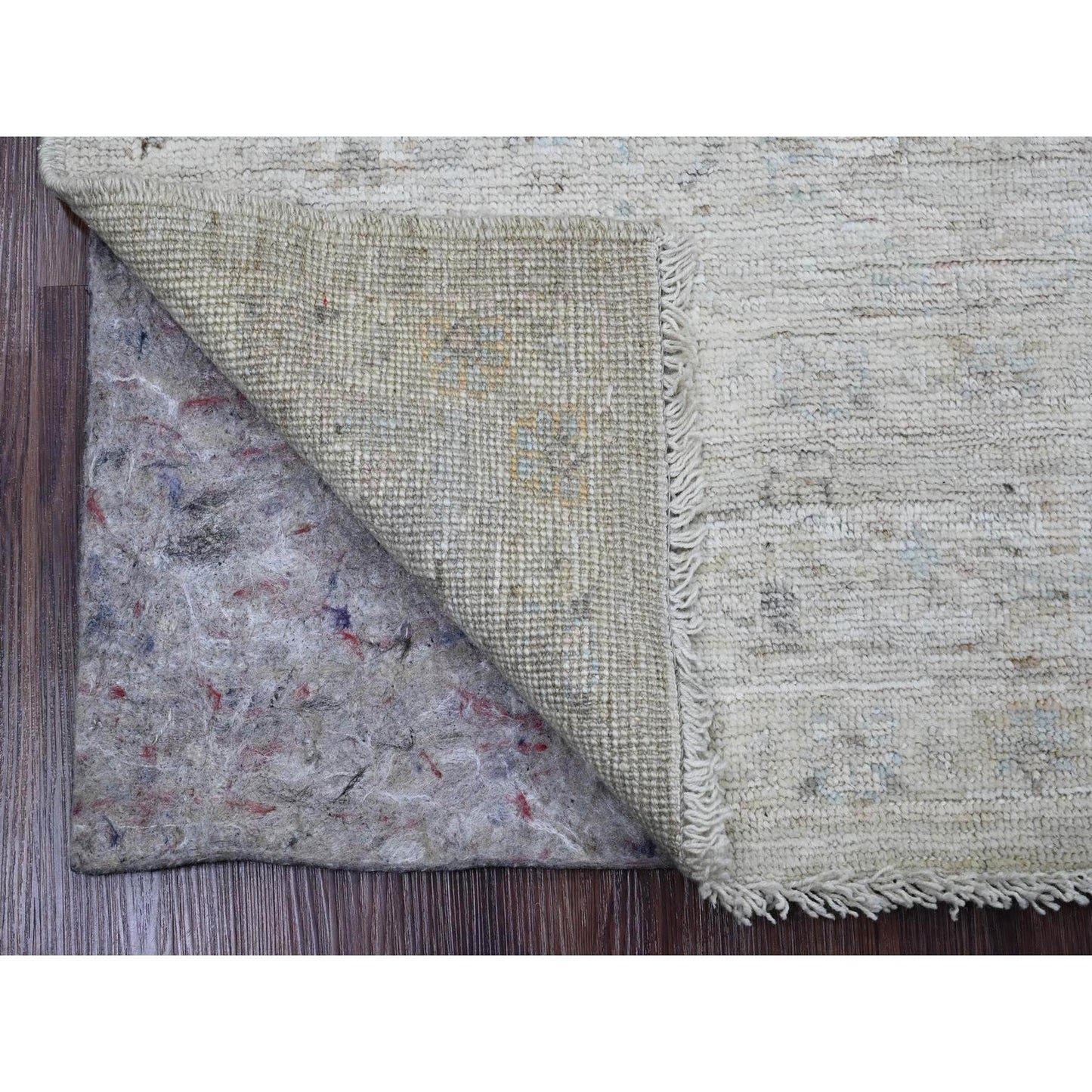 5'X6'10" Gray Afghan Angora Oushak All Over Pattern Hand Knotted Wool Rug