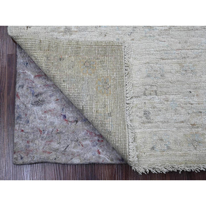5'X6'10" Gray Afghan Angora Oushak All Over Pattern Hand Knotted Wool Rug