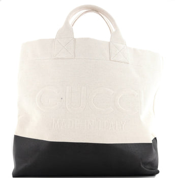 Gucci Logo Embossed Open Tote Canvas