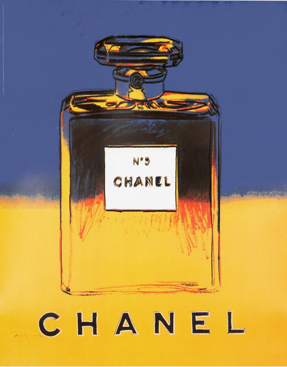 Chanel N5 Warhol 1997 Original On Linen Yellow/Blue  22 X 29 Inch