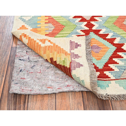 2'8"X8'3" Colorful Afghan Kilim 100% Wool Rug Flat Weave Hand Woven Runner