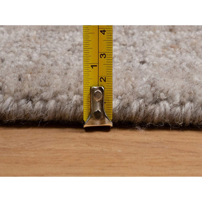 2'7"X8' Brown Hand Loomed Natural Wool Vertical Stripes Design Runner Rug