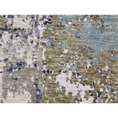 8'5"X8'5" Gray Abstract Design Hand Knotted Wool Round Oriental Rug