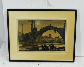 Frank William Brangwyn Woodblock Print Old Bridge