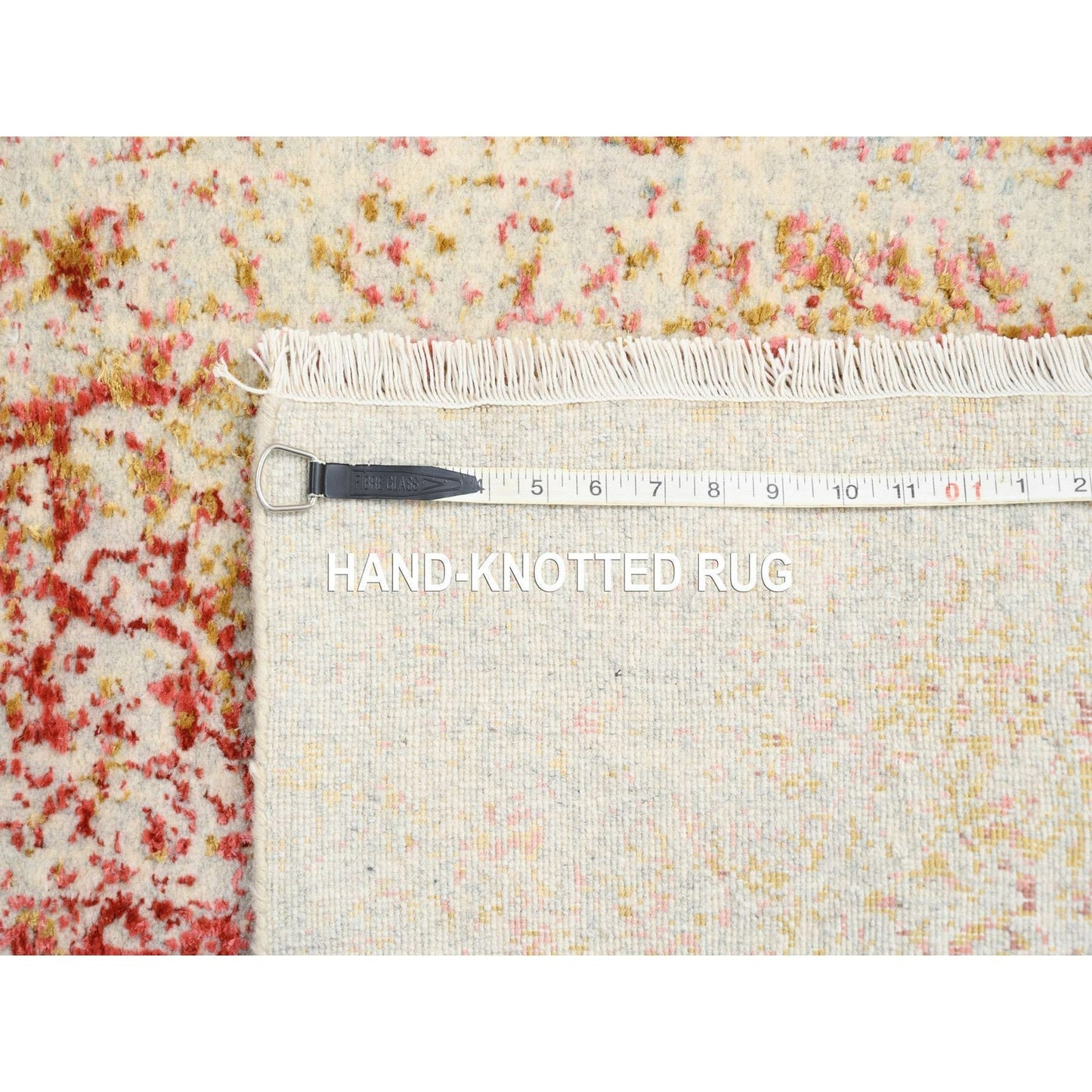 2'4"X8' Hand Knotted Pink Farsian Erased Design Wool/Silk Runner Rug
