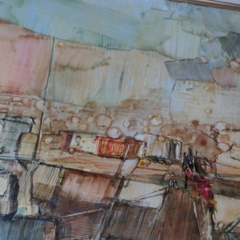 Claude Binetruy Original Oil Painting Chantier Naval  La Turballe 15P Signed