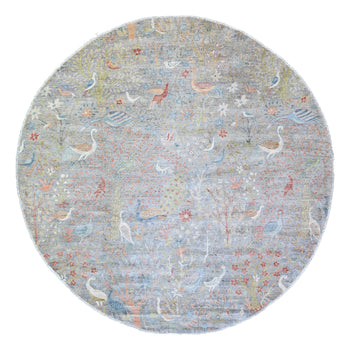10'X10' Cadet Grey Soft Wool Hand Knotted Afghan Peshawar Oriental Rug