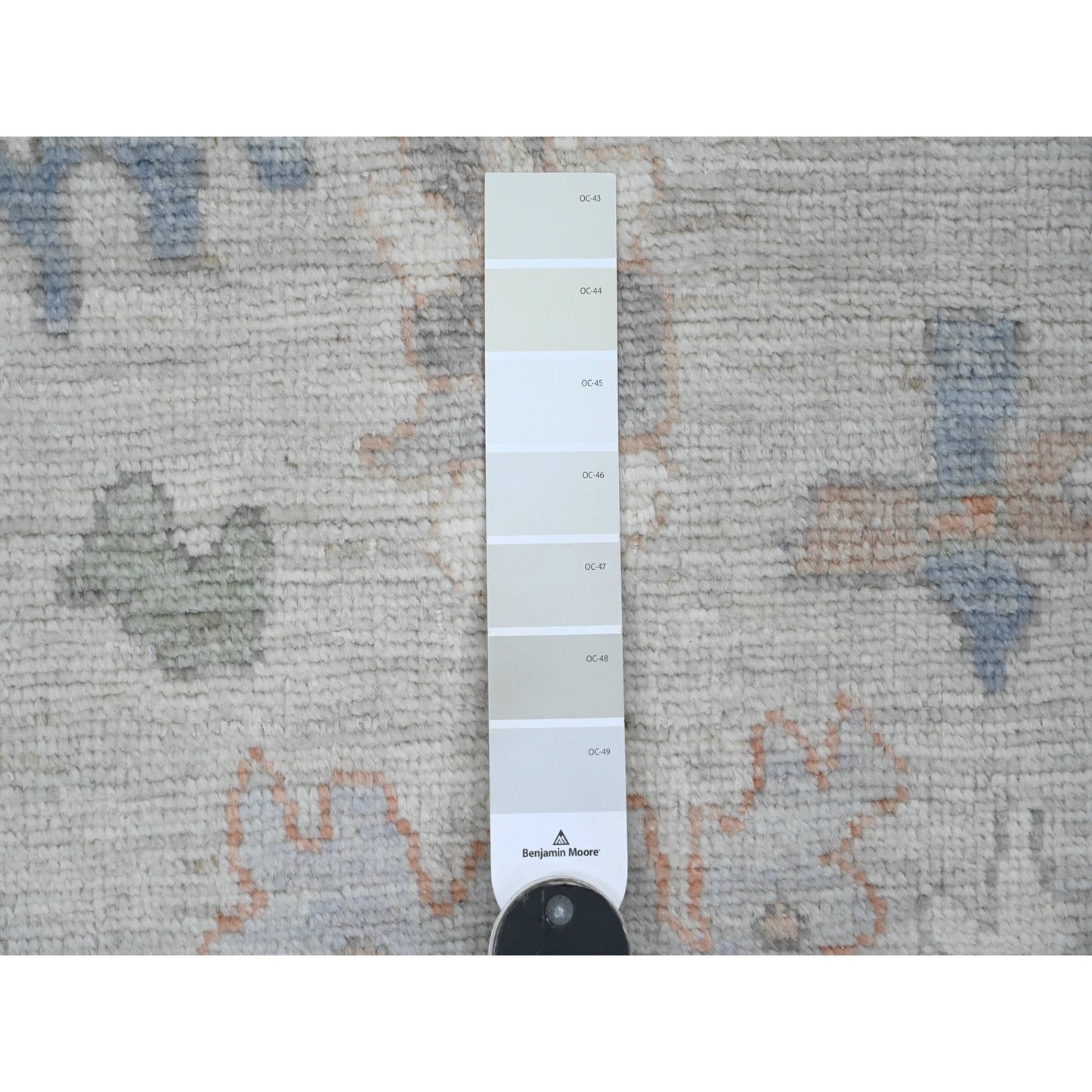 2'10"X5'10" Gray Hand Knotted Angora Oushak Leaf Design Wool Runner Rug