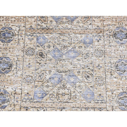 2'7"X6'1" Brown Silk With Wool Mamluk Design Hand Knotted Runner Rug