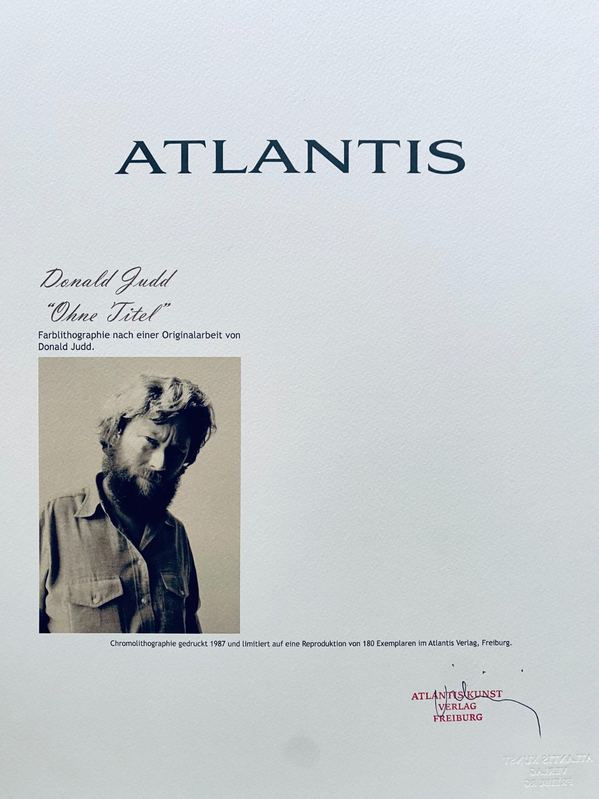 Donald Judd Lithograph Coa Signed Numbered Stamped