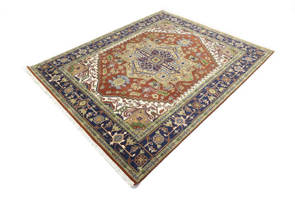 Rusty Red Heriz Serapi Oriental Rug Floral Farmho