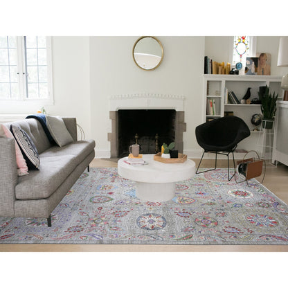 9'X12'2" Light Beige Soft Wool Hand Knotted Fine Peshawar Rug