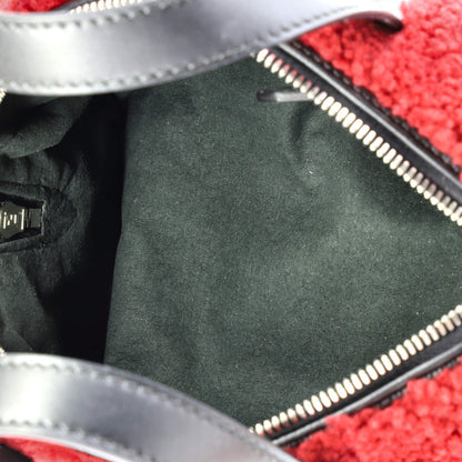 Fendi O'Lock Convertible Bowler Bag Shearling With Leather Mini
