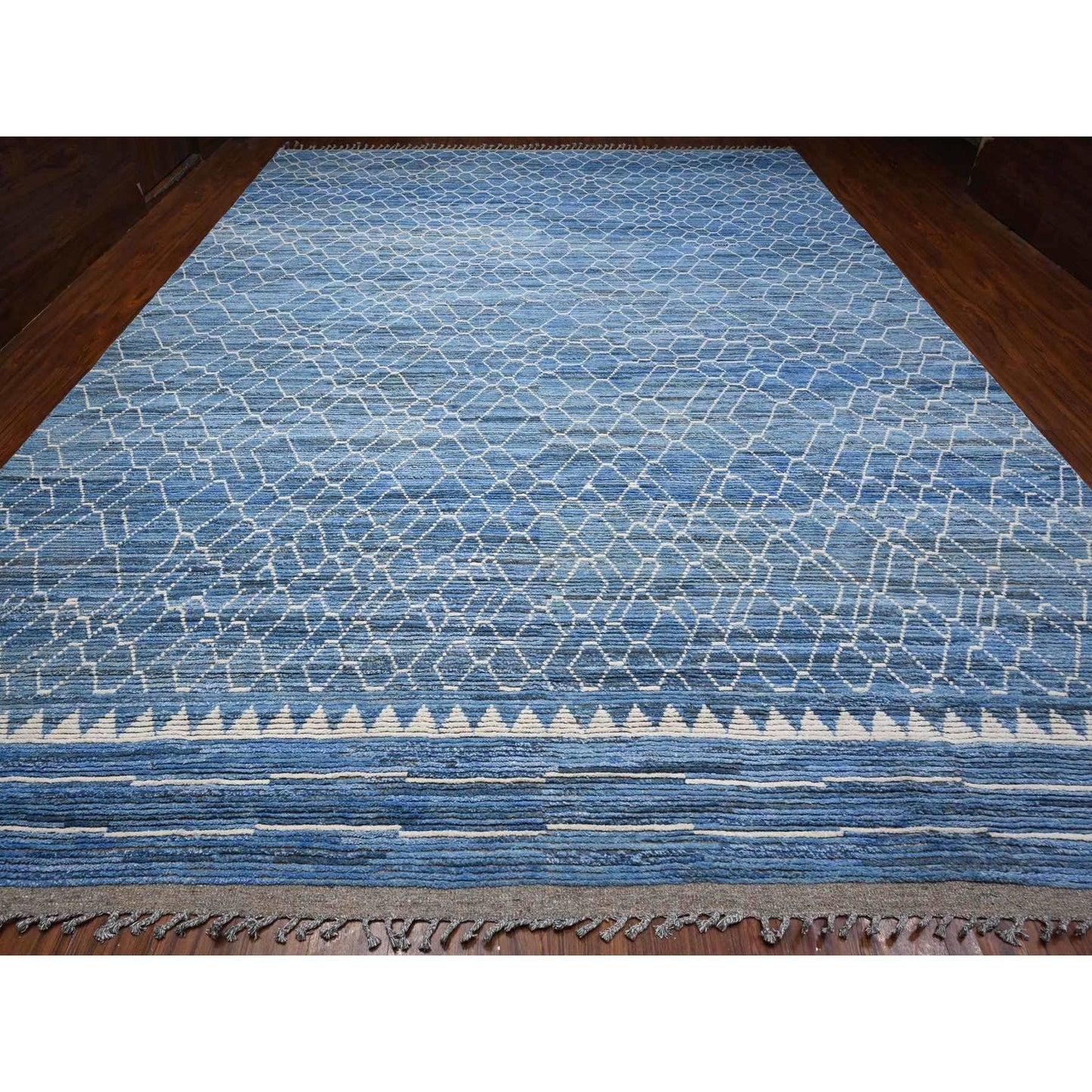 12'X16'1" Alaskan Blue Hand Knotted Moroccan Extra Large Oriental Rug