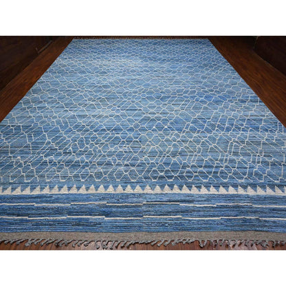 12'X16'1" Alaskan Blue Hand Knotted Moroccan Extra Large Oriental Rug