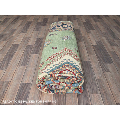 8'X10'4" Green Afghan Special Kazak Hand Knotted Pure Wool Oriental Rug