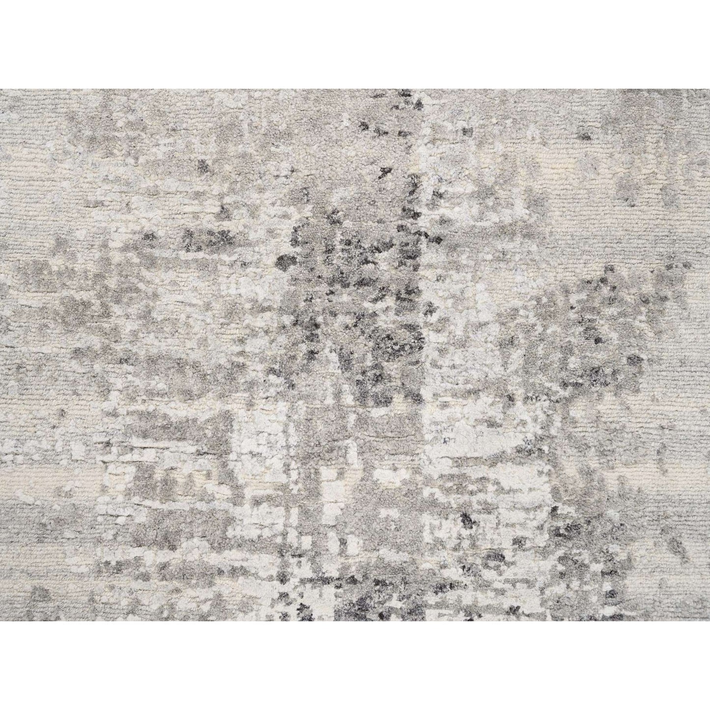 2'5"X10' Undyed Natural Wool Modern Hand Knotted Light Gray Runner Rug