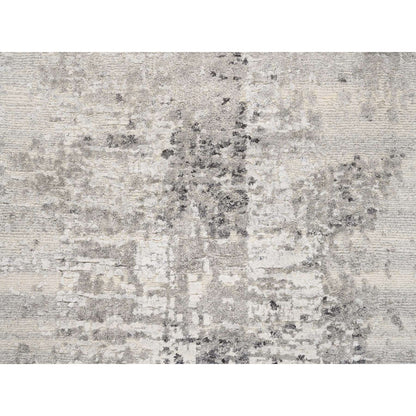 2'5"X10' Undyed Natural Wool Modern Hand Knotted Light Gray Runner Rug
