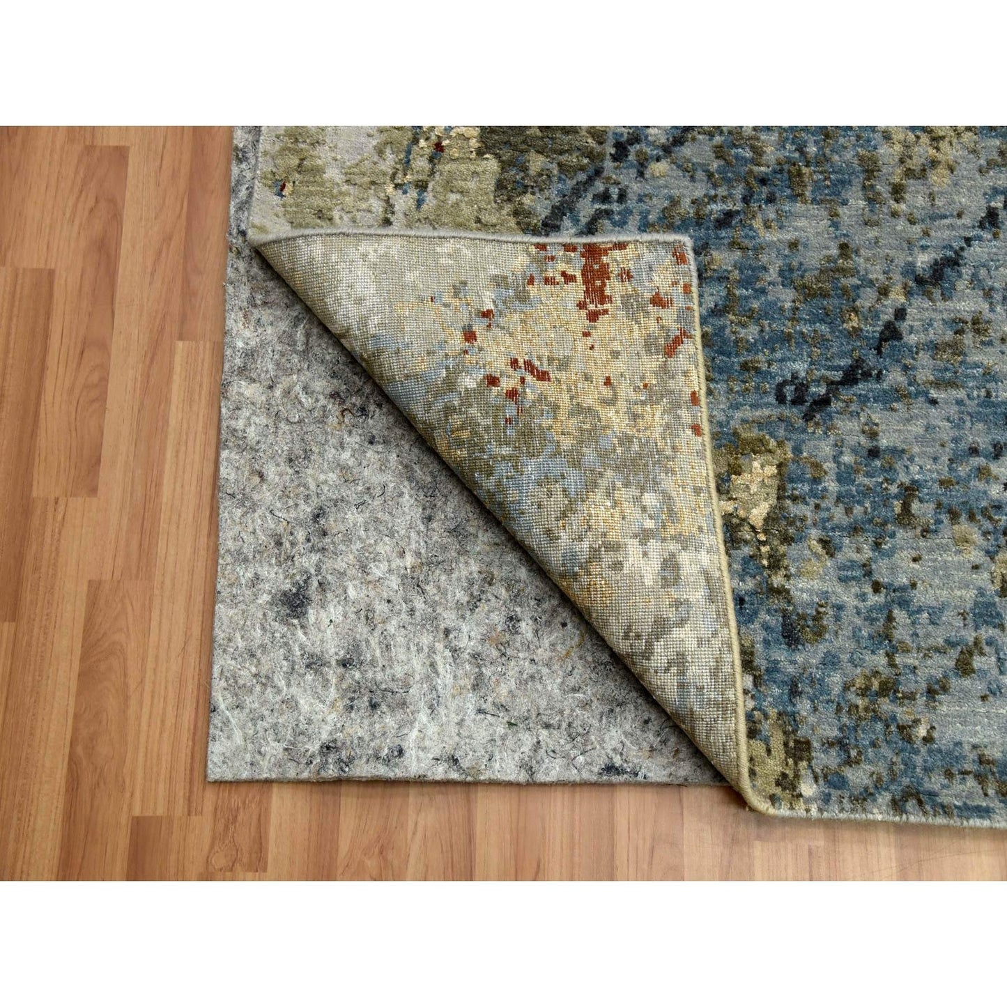 10'X14'2" Ash Gray Extra Soft Wool Hand Knotted Abstract Design Rug
