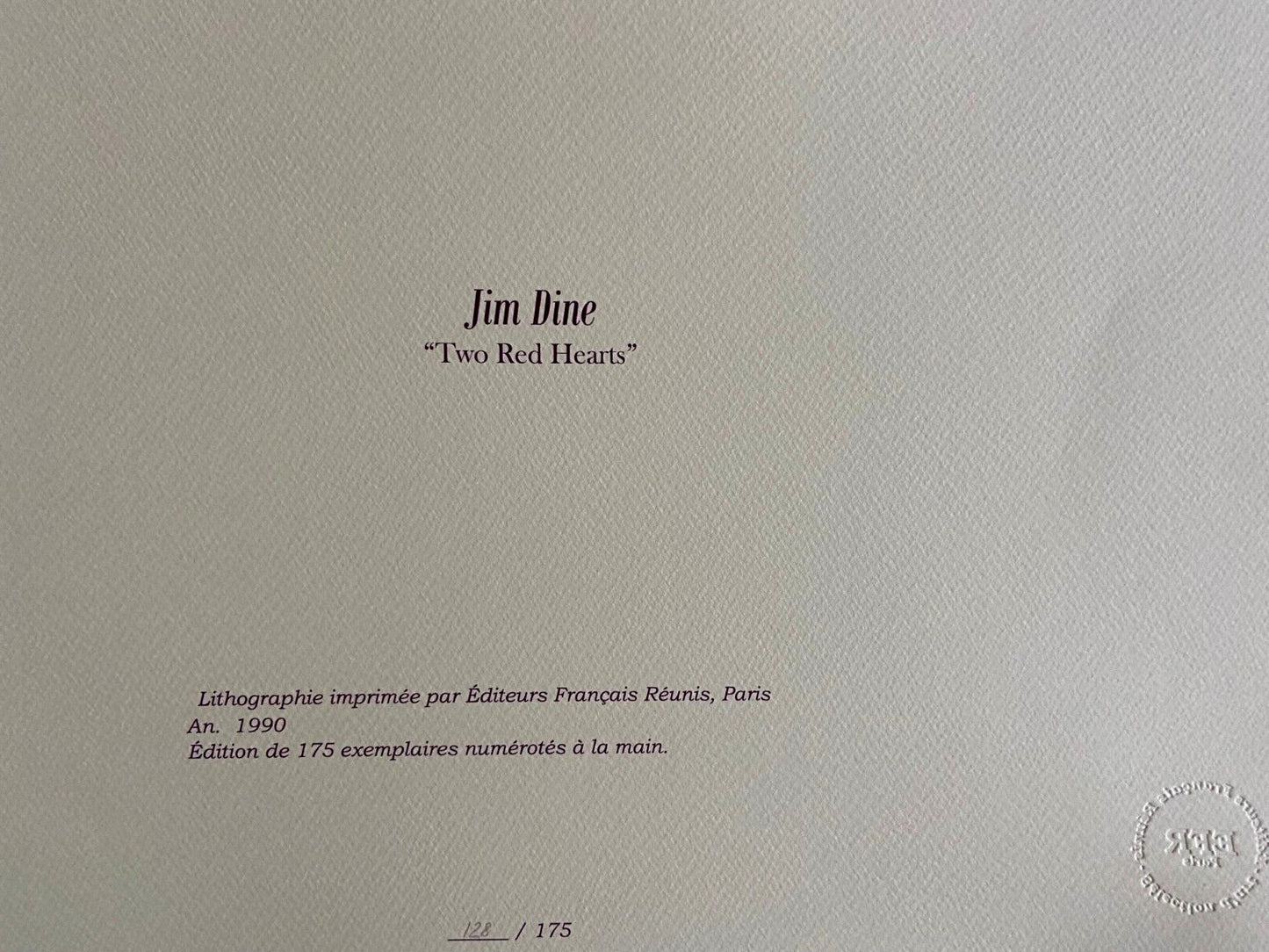 Jim Dine Lithograph Coa Signed Op Limited Edition Numbered 175 Ex