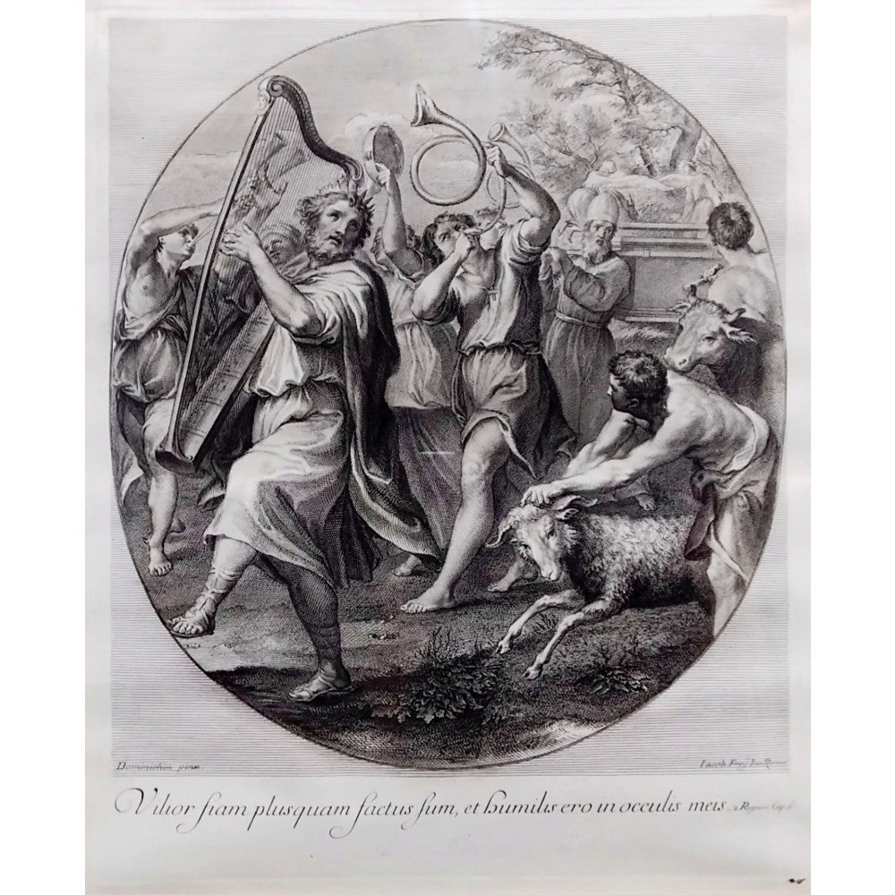 Jakob Frey After Domenichino 18Thc Engraving "Davids Victory" Antique Baroque P