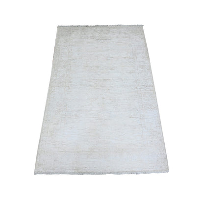 3'X4'9" Aircraft White Peshawar With Faded Colors Wool Hand Knotted Rug