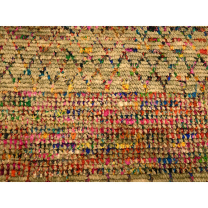 9'X12'3" Brown Sari Silk And Wool Geometric Design Hand Knotted Rug