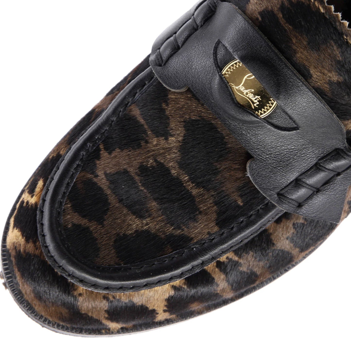 Christian Louboutin Women'S Penny Loafers Leopard Print Goat Hair