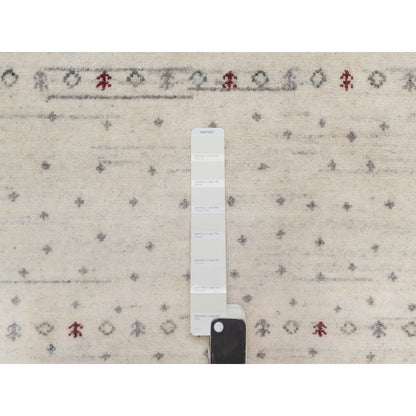 5'X8' Chiffon White Modern Design Lori Buft Pure Wool Hand Knotted Rug