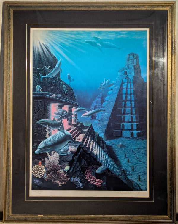 Andrew Annenberg Signed Serigraph - 85cm Underwater Ruins Dolphin