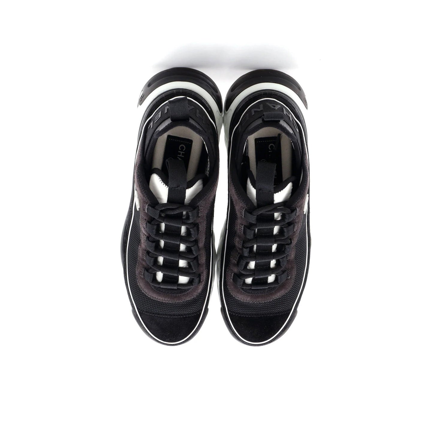 Chanel Women'S Cc Cap Toe Logo Sneakers Suede And Mixed Fibers