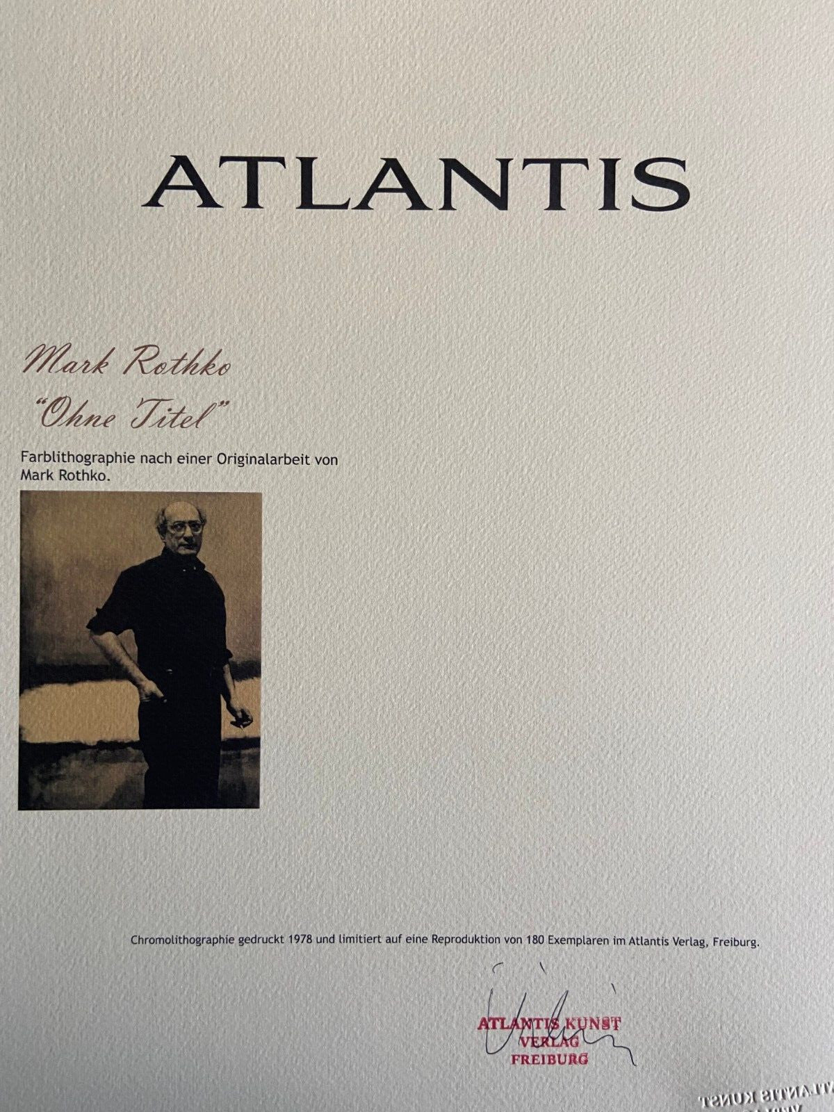 Mark Rothko Lithograph Coa Signed Numbered Limited 180 Ex Stamp