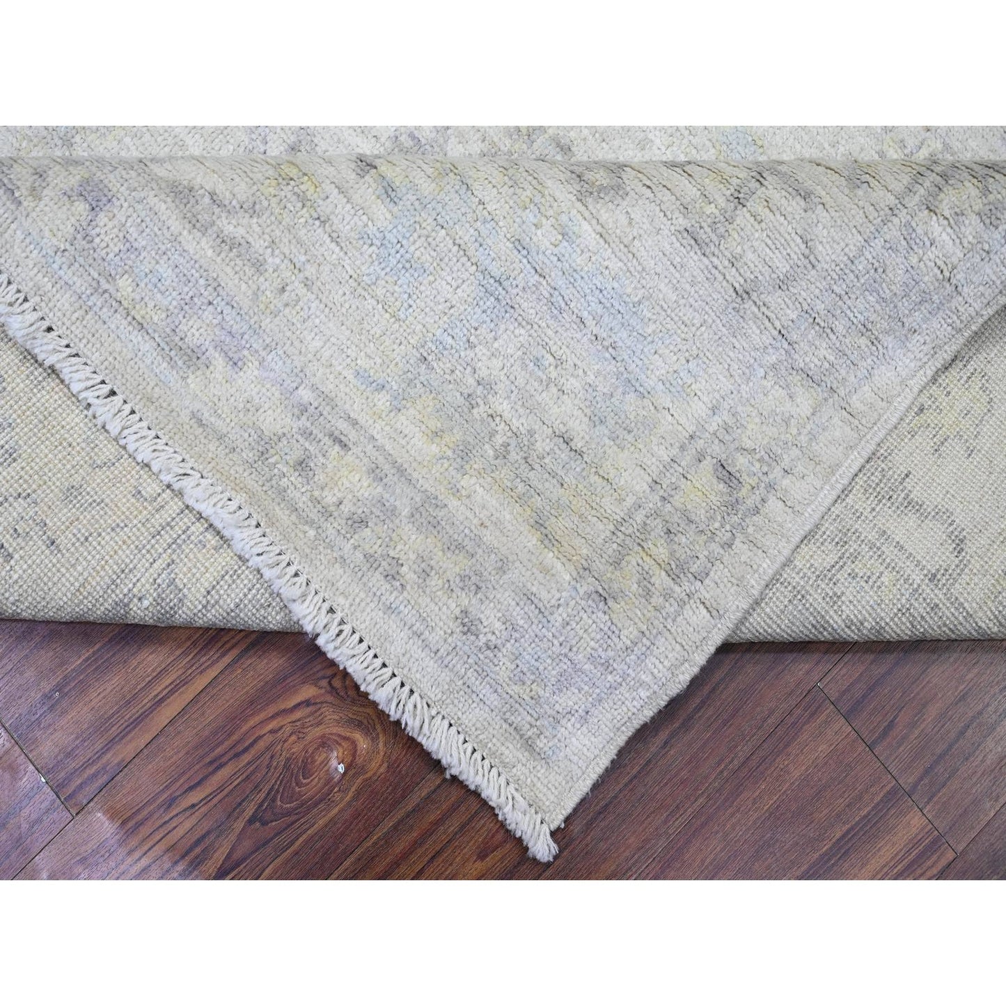 8'X9'5" Voyage Gray Hand Knotted Afghan Angora Oushak Wool Oriental Rug