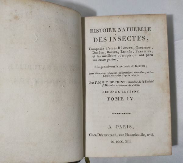 Tigny Histoire Naturelle Des Insectes Vol 4 Paris 1813 Handcolored Plates Rare