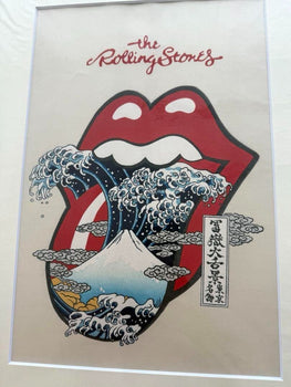 The Rolling Stones Fuji Great Tongue Red Limited Woodblock Print Hokusai Ukiyoe
