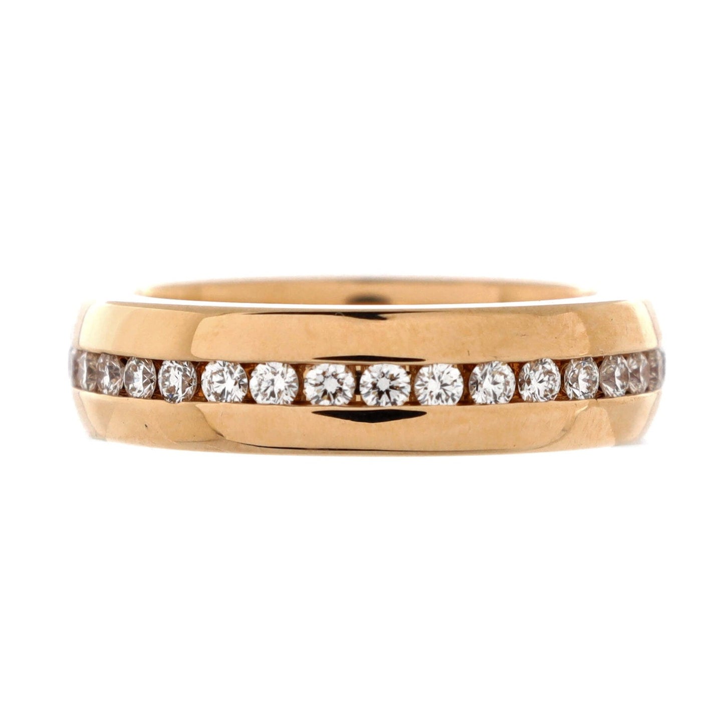 Harry Winston Hw Logo Band Ring 18K Rose Gold And Diamonds
