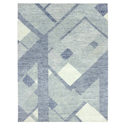9'1"X12'1" Gray Wool Hand Knotted Geometric Art Deco Collection Rug