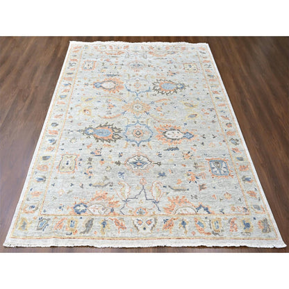 8'10"X11'10" Gray Supple Collection Oushak Design Hand Knotted Wool Rug