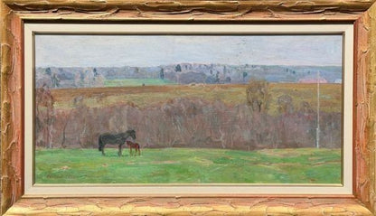 Nikolai Novikov First Spring 1974 Original Soviet Russian Oil Painting Horses