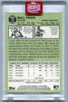 Max Fried 2019 Topps Archives Signature Series