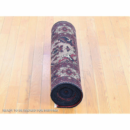 3'X19' Pink Afghan Khamyab Shiny Wool Hand Knotted Xl Runner Rug