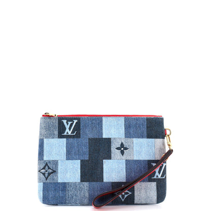 Louis Vuitton City Pouch Damier And Monogram Patchwork Denim