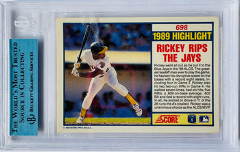Rickey Henderson Autographed 1990 Score Card #698 (Beckett/Jsa)