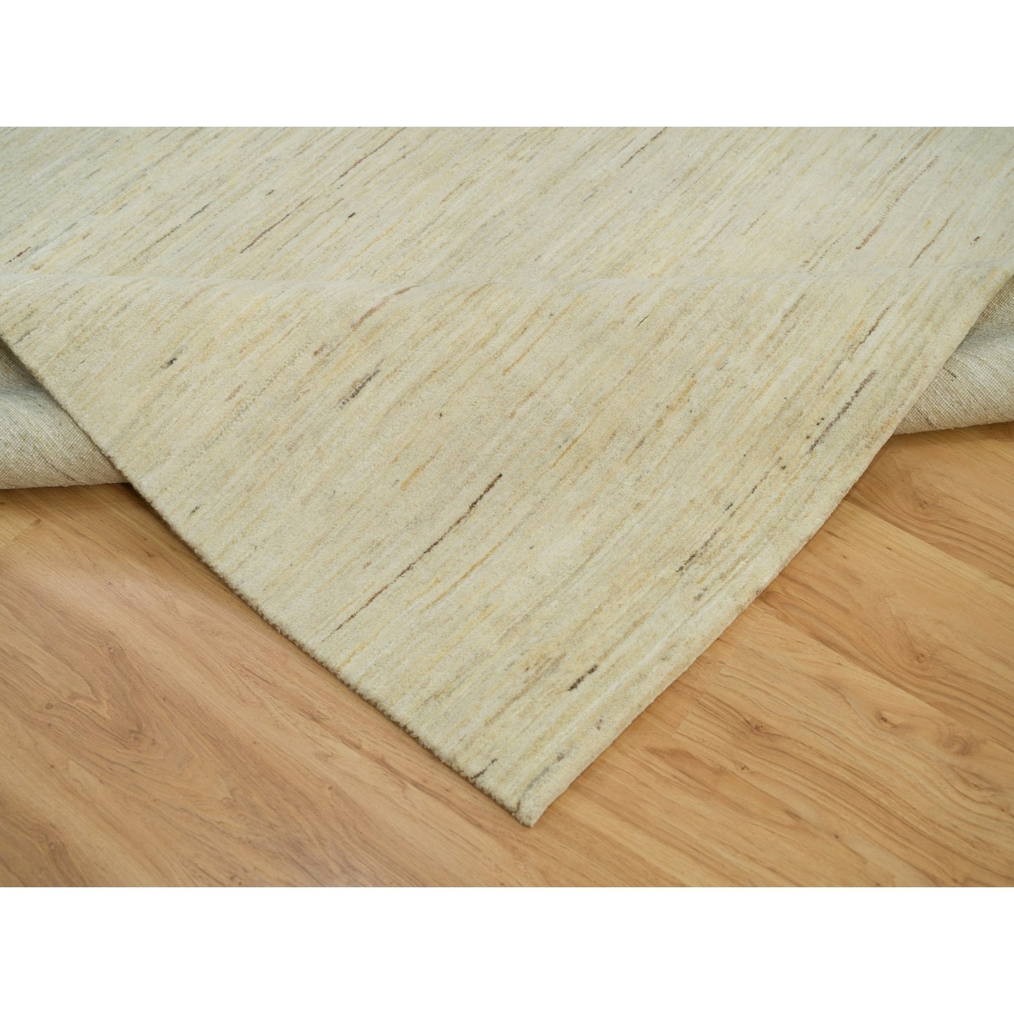 Rug 6'x9' White Wool Hand Knotted Lori Buft Thick and Plush Plain Design