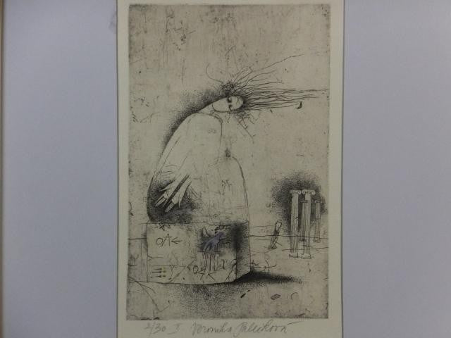 Veronika Pale?Kova Original Etching "Philosopher" 2/30 Signed Czech Surreal Art